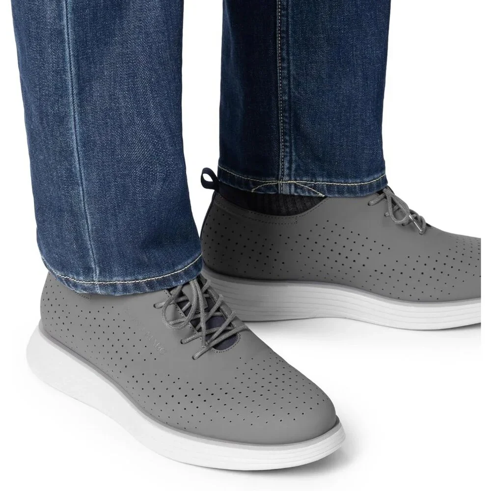⚡ Men's Grey Pu Max Flex Fashion Dress Sneakers Oxfords Classic Casual Shoes